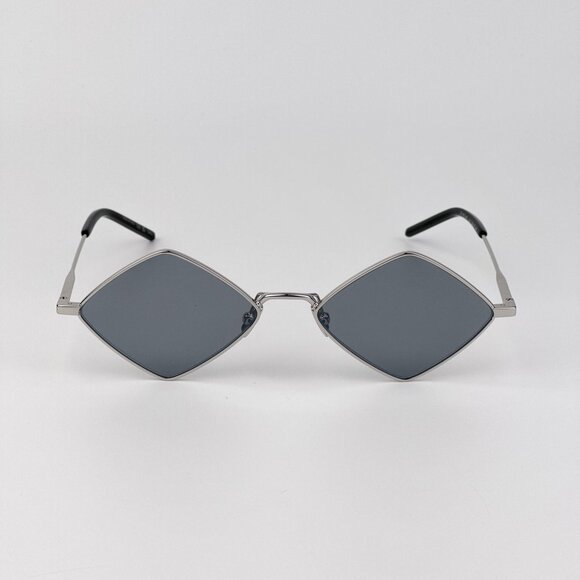 Saint Laurent SL302LISA 010 Geometric Sunglasses Silver Frame Silver Flash Mirro